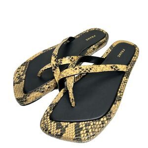 Frame Denim Snake Print Sandals - Black and Tan
